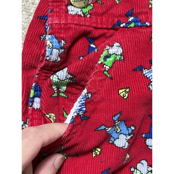 VTG 90s Cute Cumber Toddler 4T Red Corduroy Overalls Mice Cheese Print‎ Playwear - Picture 8 of 16